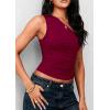 imagePRETTYGARDEN Womens Sleeveless One Shoulder Tank Top Ruched Slim Fit Shirts Basic Crop Y2k Tops 2026 Spring Fashion ClothingWine Red