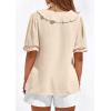 imagePRETTYGARDEN Womens Summer Dressy Casual Blouses 2026 Short Sleeve V Neck Ruffle Going Out Tops Shirt Trendy Spring OutfitsBeige