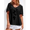 imagePRETTYGARDEN Womens Summer Dressy Casual Blouses 2026 Short Sleeve V Neck Ruffle Going Out Tops Shirt Trendy Spring OutfitsBlack