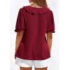 imagePRETTYGARDEN Womens Summer Dressy Casual Blouses 2026 Short Sleeve V Neck Ruffle Going Out Tops Shirt Trendy Spring OutfitsBurgundy