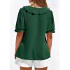 imagePRETTYGARDEN Womens Summer Dressy Casual Blouses 2026 Short Sleeve V Neck Ruffle Going Out Tops Shirt Trendy Spring OutfitsDark Green