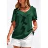 imagePRETTYGARDEN Womens Summer Dressy Casual Blouses 2026 Short Sleeve V Neck Ruffle Going Out Tops Shirt Trendy Spring OutfitsDark Green