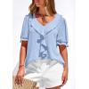 imagePRETTYGARDEN Womens Summer Dressy Casual Blouses 2026 Short Sleeve V Neck Ruffle Going Out Tops Shirt Trendy Spring OutfitsLight Blue