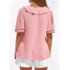 imagePRETTYGARDEN Womens Summer Dressy Casual Blouses 2026 Short Sleeve V Neck Ruffle Going Out Tops Shirt Trendy Spring OutfitsPink