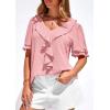 imagePRETTYGARDEN Womens Summer Dressy Casual Blouses 2026 Short Sleeve V Neck Ruffle Going Out Tops Shirt Trendy Spring OutfitsPink