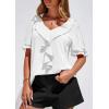 imagePRETTYGARDEN Womens Summer Dressy Casual Blouses 2026 Short Sleeve V Neck Ruffle Going Out Tops Shirt Trendy Spring OutfitsWhite