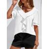 imagePRETTYGARDEN Womens Summer Dressy Casual Blouses 2026 Short Sleeve V Neck Ruffle Going Out Tops Shirt Trendy Spring OutfitsWhite