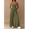 imagePRETTYGARDEN Womens Trendy Strapless Rompers 2026 Ruched Tube Top Wide Leg One Piece Jumpsuits Beach Vacation Summer OutfitsArmy Green