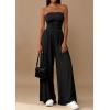 imagePRETTYGARDEN Womens Trendy Strapless Rompers 2026 Ruched Tube Top Wide Leg One Piece Jumpsuits Beach Vacation Summer OutfitsBlack