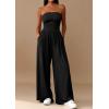 imagePRETTYGARDEN Womens Trendy Strapless Rompers 2026 Ruched Tube Top Wide Leg One Piece Jumpsuits Beach Vacation Summer OutfitsBlack