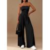imagePRETTYGARDEN Womens Trendy Strapless Rompers 2026 Ruched Tube Top Wide Leg One Piece Jumpsuits Beach Vacation Summer OutfitsBlack
