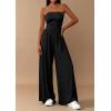 imagePRETTYGARDEN Womens Trendy Strapless Rompers 2026 Ruched Tube Top Wide Leg One Piece Jumpsuits Beach Vacation Summer OutfitsBlack