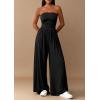 imagePRETTYGARDEN Womens Trendy Strapless Rompers 2026 Ruched Tube Top Wide Leg One Piece Jumpsuits Beach Vacation Summer OutfitsBlack