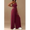 imagePRETTYGARDEN Womens Trendy Strapless Rompers 2026 Ruched Tube Top Wide Leg One Piece Jumpsuits Beach Vacation Summer OutfitsWine Red