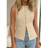 imagePRETTYGARDEN Womens Vests Top Trendy 2026 Spring Sleeveless Blazer Suit Summer Business Casual Work Button Down WaistcoatBeige