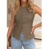 imagePRETTYGARDEN Womens Vests Top Trendy 2026 Spring Sleeveless Blazer Suit Summer Business Casual Work Button Down WaistcoatBrown