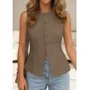imagePRETTYGARDEN Womens Vests Top Trendy 2026 Spring Sleeveless Blazer Suit Summer Business Casual Work Button Down WaistcoatBrown