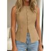 imagePRETTYGARDEN Womens Vests Top Trendy 2026 Spring Sleeveless Blazer Suit Summer Business Casual Work Button Down WaistcoatKhaki