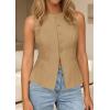 imagePRETTYGARDEN Womens Vests Top Trendy 2026 Spring Sleeveless Blazer Suit Summer Business Casual Work Button Down WaistcoatKhaki