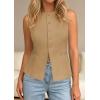 imagePRETTYGARDEN Womens Vests Top Trendy 2026 Spring Sleeveless Blazer Suit Summer Business Casual Work Button Down WaistcoatKhaki