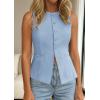 imagePRETTYGARDEN Womens Vests Top Trendy 2026 Spring Sleeveless Blazer Suit Summer Business Casual Work Button Down WaistcoatLight Blue