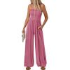imagePRETTYGARDEN Jumpsuits for Women 2026 Summer Sleeveless Smocked Button Wide Leg Rompers Spring Travel One Piece OutfitsPink