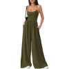 imagePRETTYGARDEN Summer Jumpsuits for Women Casual 2026 Wide Leg Date Night Rompers Sleeveless Beach Vacation One Piece OutfitsArmy Green