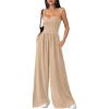 imagePRETTYGARDEN Summer Jumpsuits for Women Casual 2026 Wide Leg Date Night Rompers Sleeveless Beach Vacation One Piece OutfitsBeige