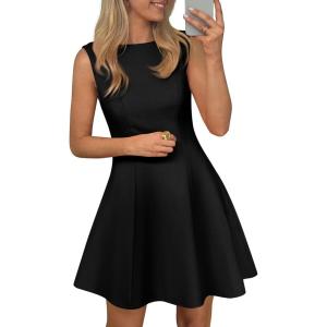 imagePRETTYGARDEN Summer Dresses for Women 2026 Elegant Sleeveless Boat Neck A Line Spring Formal Cocktail Party Mini DressBlack