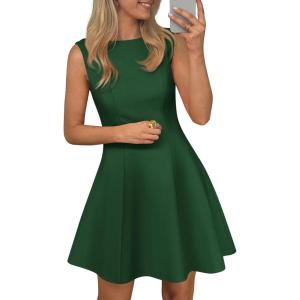 imagePRETTYGARDEN Summer Dresses for Women 2026 Elegant Sleeveless Boat Neck A Line Spring Formal Cocktail Party Mini DressDark Green