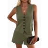 imagePRETTYGARDEN 2 Piece Sets for Women Spring Fashion 2026 Button Vest Tops High Waist Shorts Summer Business Casual OutfitsArmy Green