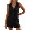 imagePRETTYGARDEN 2 Piece Sets for Women Spring Fashion 2026 Button Vest Tops High Waist Shorts Summer Business Casual OutfitsBlack