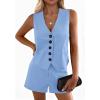 imagePRETTYGARDEN 2 Piece Sets for Women Spring Fashion 2026 Button Vest Tops High Waist Shorts Summer Business Casual OutfitsLight Blue