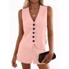 imagePRETTYGARDEN 2 Piece Sets for Women Spring Fashion 2026 Button Vest Tops High Waist Shorts Summer Business Casual OutfitsPink