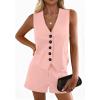 imagePRETTYGARDEN 2 Piece Sets for Women Spring Fashion 2026 Button Vest Tops High Waist Shorts Summer Business Casual OutfitsPink
