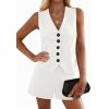 imagePRETTYGARDEN 2 Piece Sets for Women Spring Fashion 2026 Button Vest Tops High Waist Shorts Summer Business Casual OutfitsWhite
