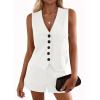imagePRETTYGARDEN 2 Piece Sets for Women Spring Fashion 2026 Button Vest Tops High Waist Shorts Summer Business Casual OutfitsWhite