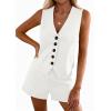 imagePRETTYGARDEN 2 Piece Sets for Women Spring Fashion 2026 Button Vest Tops High Waist Shorts Summer Business Casual OutfitsWhite