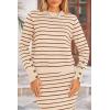 imagePRETTYGARDEN 2 Piece Skirts Sets For Women Fall Fashion 2025 Striped Sweater Dress Knit Lounge Travel Outfits Winter ClothingCaramel Stripe