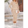 imagePRETTYGARDEN 2 Piece Skirts Sets For Women Fall Fashion 2025 Striped Sweater Dress Knit Lounge Travel Outfits Winter ClothingCaramel Stripe