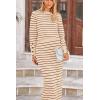 imagePRETTYGARDEN 2 Piece Skirts Sets For Women Fall Fashion 2025 Striped Sweater Dress Knit Lounge Travel Outfits Winter ClothingCaramel Stripe