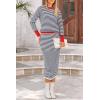 imagePRETTYGARDEN 2 Piece Skirts Sets For Women Fall Fashion 2025 Striped Sweater Dress Knit Lounge Travel Outfits Winter ClothingDark Blue Stripe