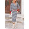 imagePRETTYGARDEN 2 Piece Skirts Sets For Women Fall Fashion 2025 Striped Sweater Dress Knit Lounge Travel Outfits Winter ClothingDark Blue Stripe