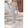 imagePRETTYGARDEN 2 Piece Skirts Sets For Women Fall Fashion 2025 Striped Sweater Dress Knit Lounge Travel Outfits Winter ClothingGrey Stripe
