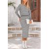 imagePRETTYGARDEN 2 Piece Skirts Sets For Women Fall Fashion 2025 Striped Sweater Dress Knit Lounge Travel Outfits Winter ClothingGrey White Stripe