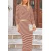 imagePRETTYGARDEN 2 Piece Skirts Sets For Women Fall Fashion 2025 Striped Sweater Dress Knit Lounge Travel Outfits Winter ClothingOrange Stripe