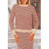 imagePRETTYGARDEN 2 Piece Skirts Sets For Women Fall Fashion 2025 Striped Sweater Dress Knit Lounge Travel Outfits Winter ClothingOrange Stripe