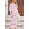 imagePRETTYGARDEN 2 Piece Skirts Sets For Women Fall Fashion 2025 Striped Sweater Dress Knit Lounge Travel Outfits Winter ClothingRose Red Stripe
