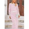 imagePRETTYGARDEN 2 Piece Skirts Sets For Women Fall Fashion 2025 Striped Sweater Dress Knit Lounge Travel Outfits Winter ClothingRose Red Stripe