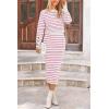 imagePRETTYGARDEN 2 Piece Skirts Sets For Women Fall Fashion 2025 Striped Sweater Dress Knit Lounge Travel Outfits Winter ClothingRose Red Stripe
